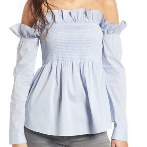 Ruffle Smocked Off the Shoulder Top